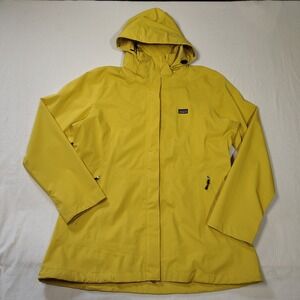 Patagonia Womens All Time Shell Jacket XL Yellow Hooded Rain Coat